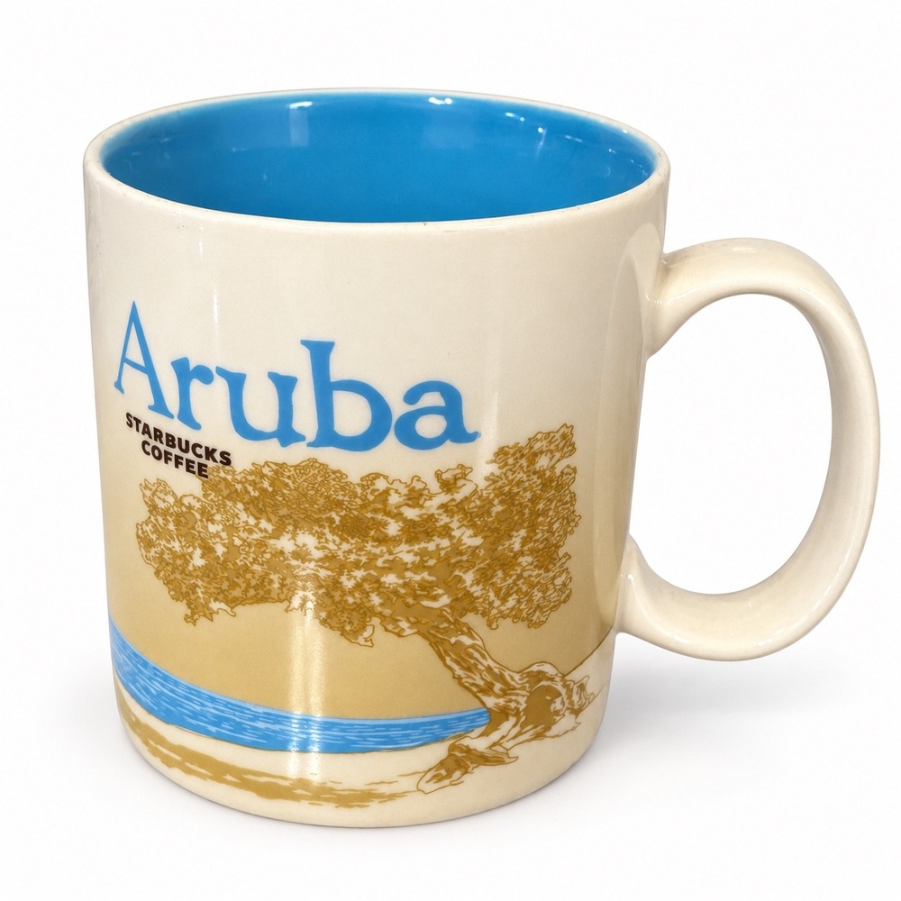 Starbucks Aruba Global Icon Series 16oz Coffee Mug Blue Interior Divi Tree 2017
